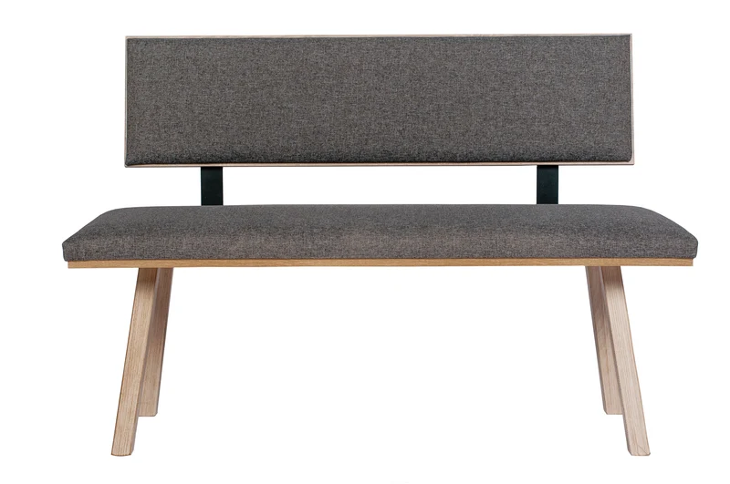 Sitzbank 'Die Klassische', 125 cm mit Lehne, Stoff Grau