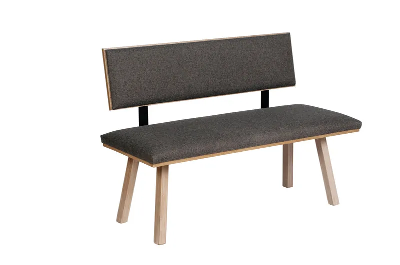 Sitzbank 'Die Klassische', 125 cm mit Lehne, Stoff Grau