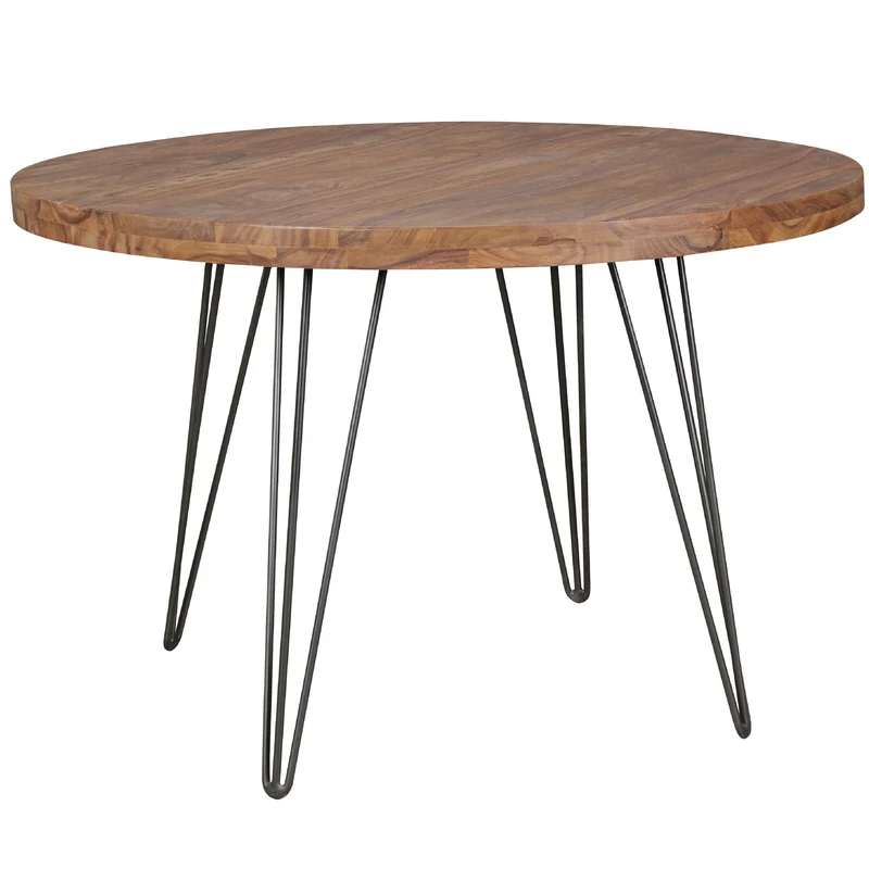 Esszimmertisch Bagli rund Ø120cm Sheesham Massivholz Landhaus braun