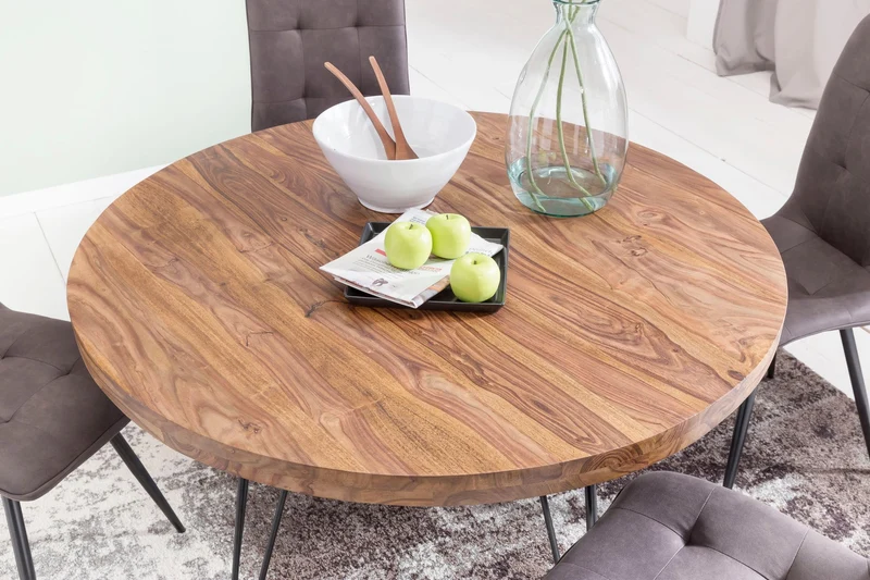 Esszimmertisch Bagli rund Ø120cm Sheesham Massivholz Landhaus braun
