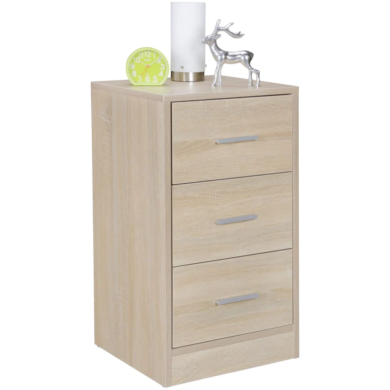 Nachtkonsole FOGGIA 3 Schubladen Holz Sonoma modern 37,5x68x35 cm