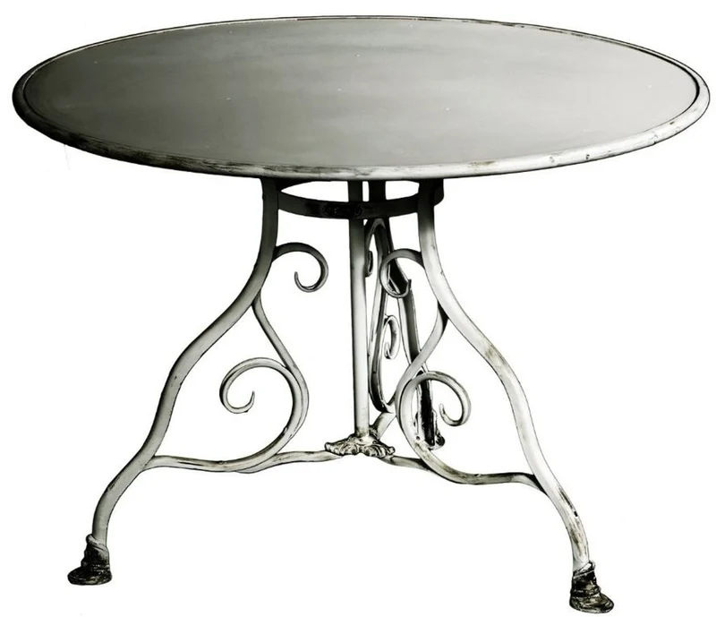Casa Padrino Luxus Schmiedeeisen Gartentisch in Vintage Weiß - Rund, Durchmesser 100 x H. 70 cm