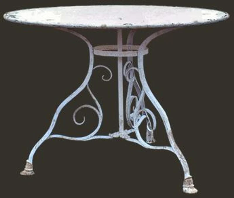 Casa Padrino Luxus Schmiedeeisen Gartentisch in Vintage Weiß - Rund, Durchmesser 100 x H. 70 cm