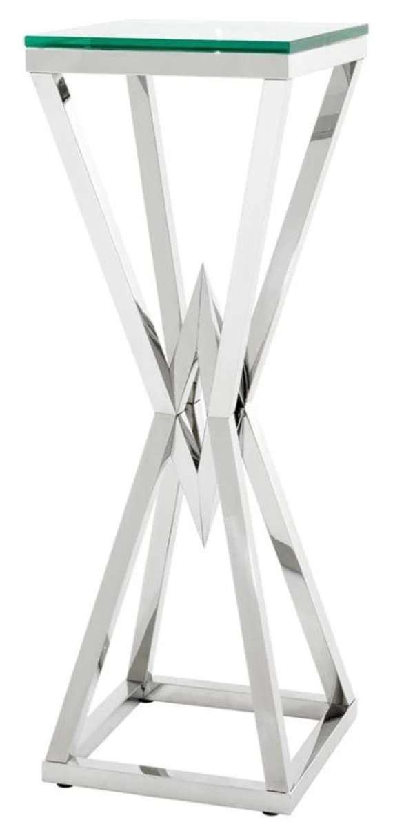 Casa Padrino Luxus Beistelltisch / Säule Edelstahl Silber 35 x 35 x H. 101 cm - Designer Tisch Möbel