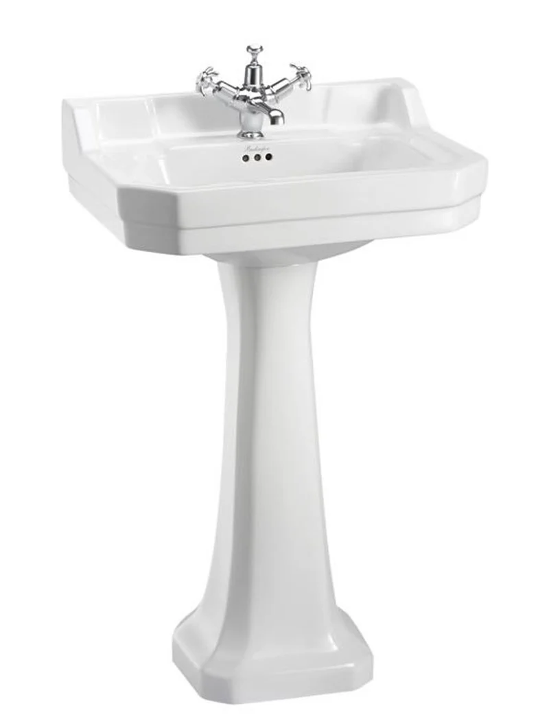 Casa Padrino Luxus Waschbecken mit Sockel, Jugendstil Design, Weiß, 56 x 47 x H. 96 cm