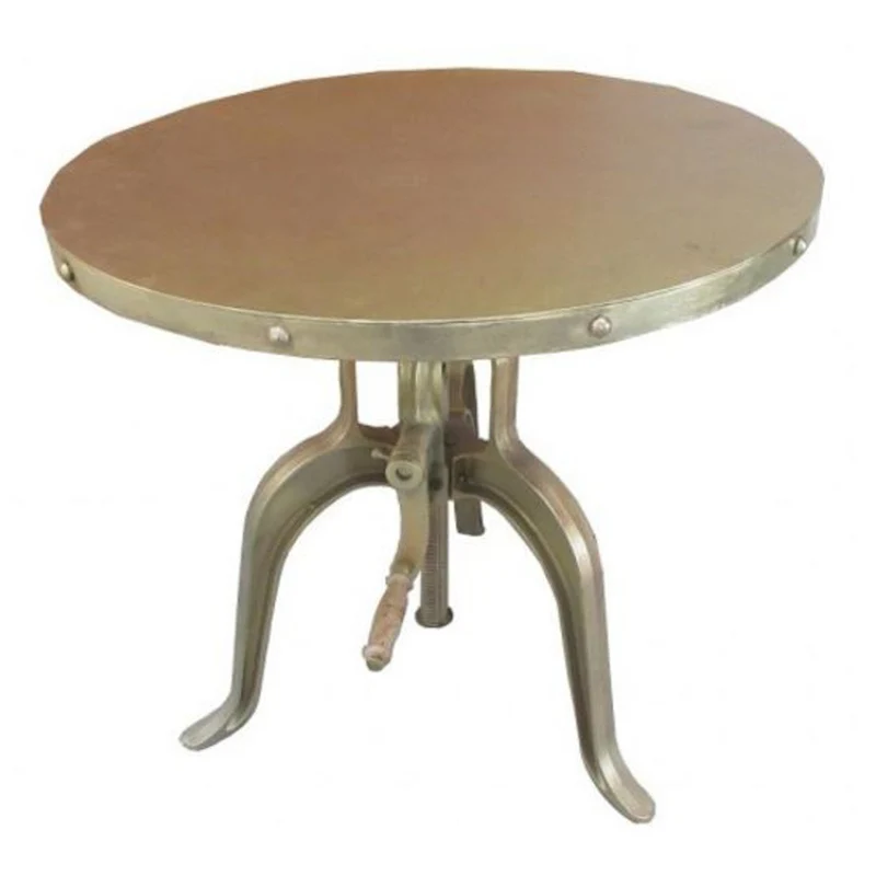 Casa Padrino Industrial Beistelltisch mit Kurbel Gold 75 x H. 72-98 cm - Designer Hotel Möbel - Industrial Design Tisch