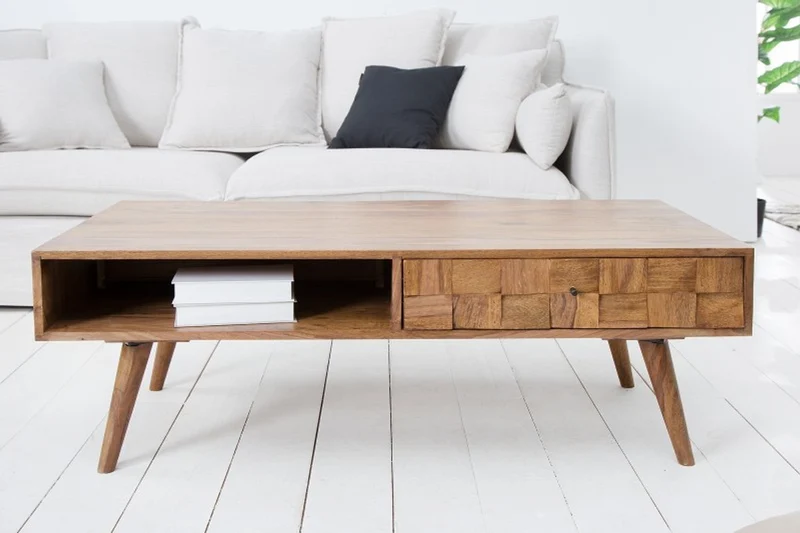 Casa Padrino Designer Massivholz Couchtisch Natur B.117 x H.40 x T. 60 Salon Wohnzimmer Tisch