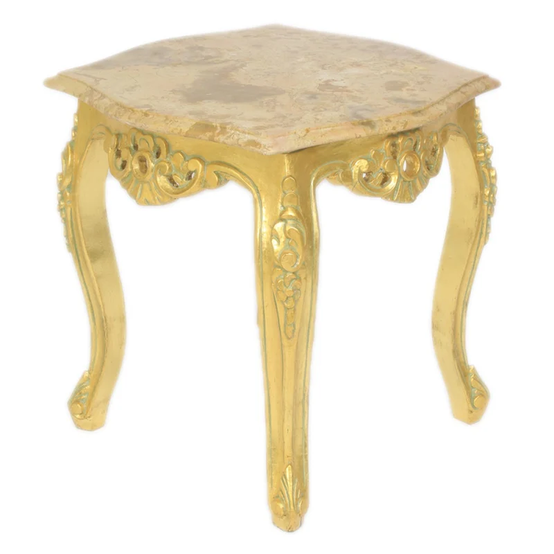Casa Padrino Barock Beistelltisch Gold mit cremefarbener Marmorplatte 55 x 55 cm x H 55 cm