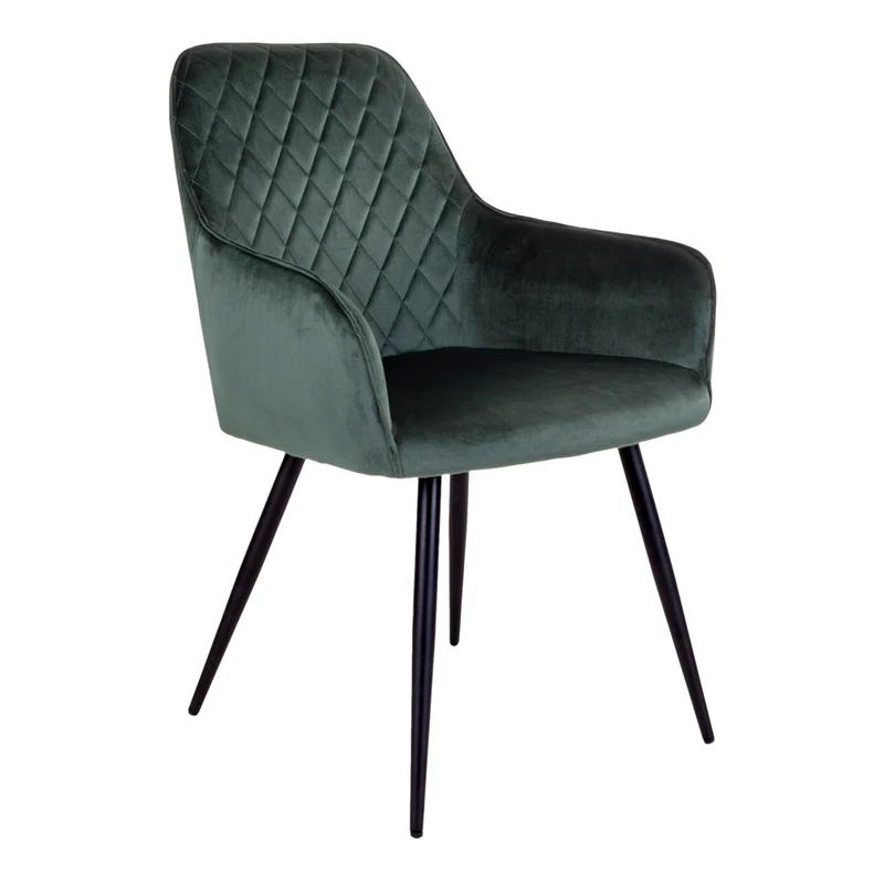 2er Set - Eleganter Stuhl BORA grün Samt Esszimmerstuhl