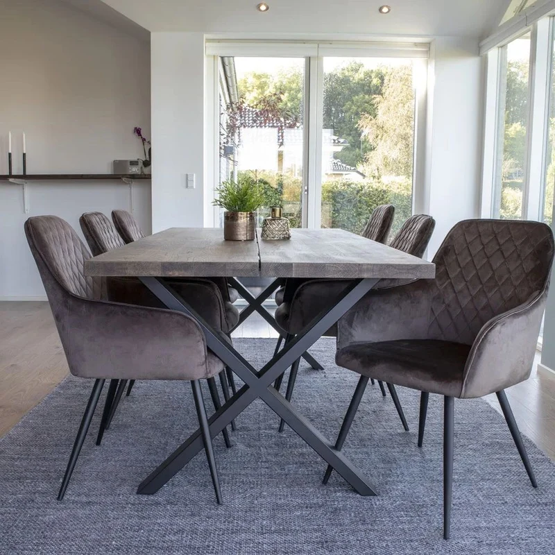 2er Set - Eleganter Stuhl BORA mushroom Samt
