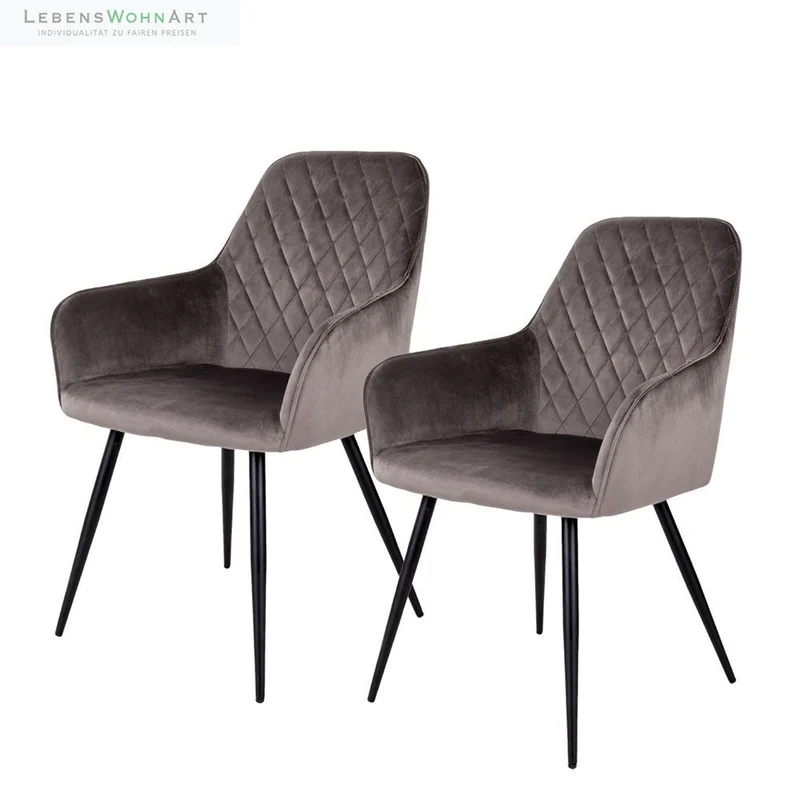 2er Set - Eleganter Stuhl BORA mushroom Samt