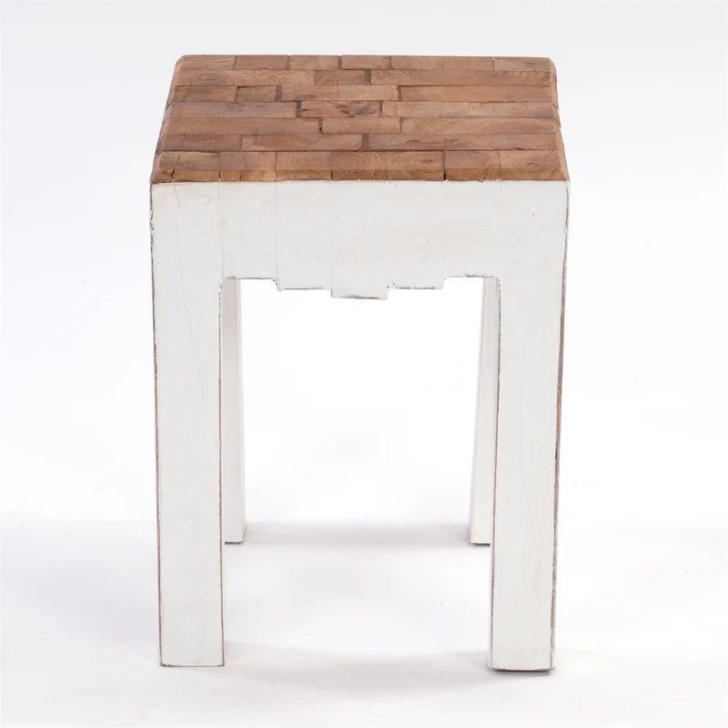 HOCKER "NATURA" | Altholz, 40x30x30 cm (HxBxT) | Holzhocker | Farbe: 06 weiß-landhaus