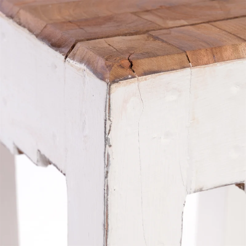 HOCKER "NATURA" | Altholz, 40x30x30 cm (HxBxT) | Holzhocker | Farbe: 06 weiß-landhaus