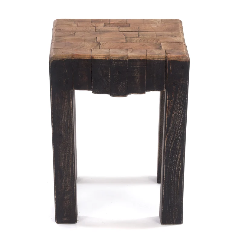 HOCKER "NATURA" | Altholz, 40x30x30 cm (HxBxT) | Holzhocker | Farbe: 04 schwarz-natur