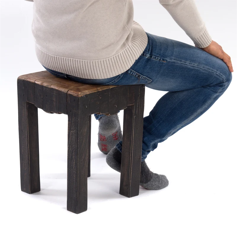 HOCKER "NATURA" | Altholz, 40x30x30 cm (HxBxT) | Holzhocker | Farbe: 04 schwarz-natur