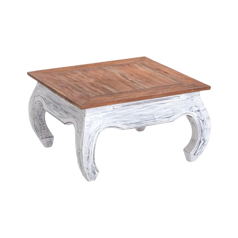 OPIUMTISCH "EAST 60" | 60x60x35cm, Mahagoni | Beistelltisch | Farbe: 05 weiß-natur