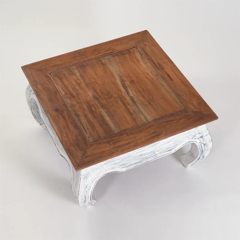 OPIUMTISCH "EAST 60" | 60x60x35cm, Mahagoni | Beistelltisch | Farbe: 05 weiß-natur