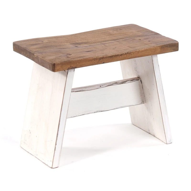 SITZBÄNKCHEN "SCHEMEL 40" | Mahagoni, 31x40x25cm | Fußhocker | Farbe: 06 weiß-landhaus