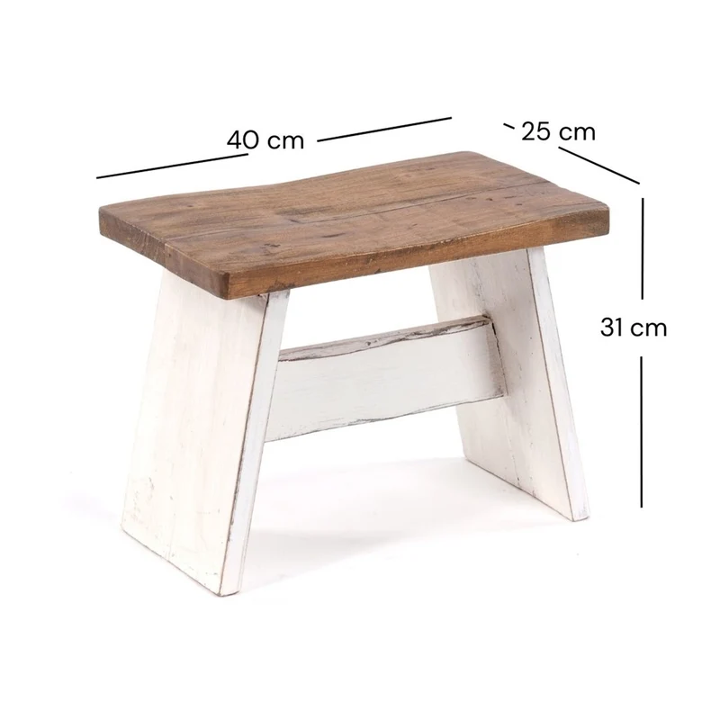SITZBÄNKCHEN "SCHEMEL 40" | Mahagoni, 31x40x25cm | Fußhocker | Farbe: 06 weiß-landhaus