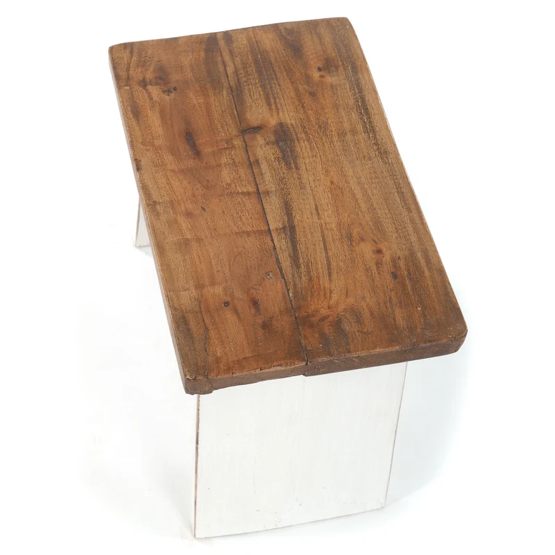 SITZBÄNKCHEN "SCHEMEL 40" | Mahagoni, 31x40x25cm | Fußhocker | Farbe: 06 weiß-landhaus
