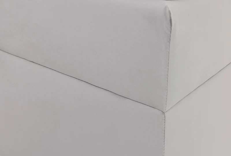 Kontinentales Bett 160x200 cm Daissy mit Stauraum und Topper, hellbeiger Samt