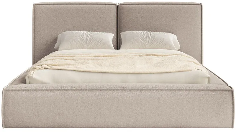Polsterbett 200x200 cm Tilves mit Stauraum, Metallrahmen, beige Chenille