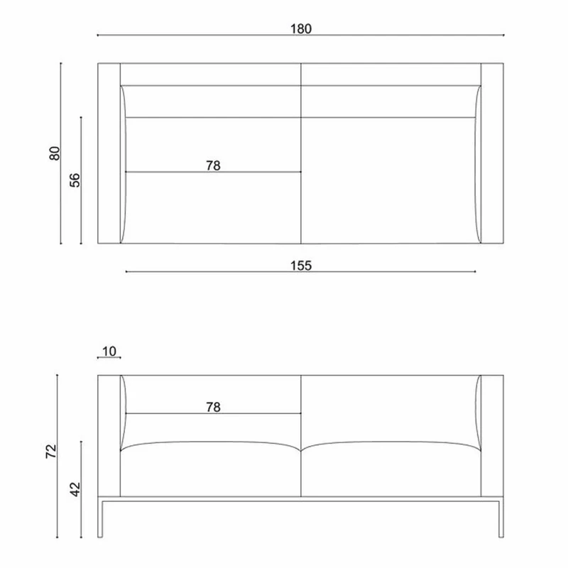 Casa Padrino Luxus Sofa Grau / Schwarz 180 cm - Wohnzimmer & Hotel Möbel