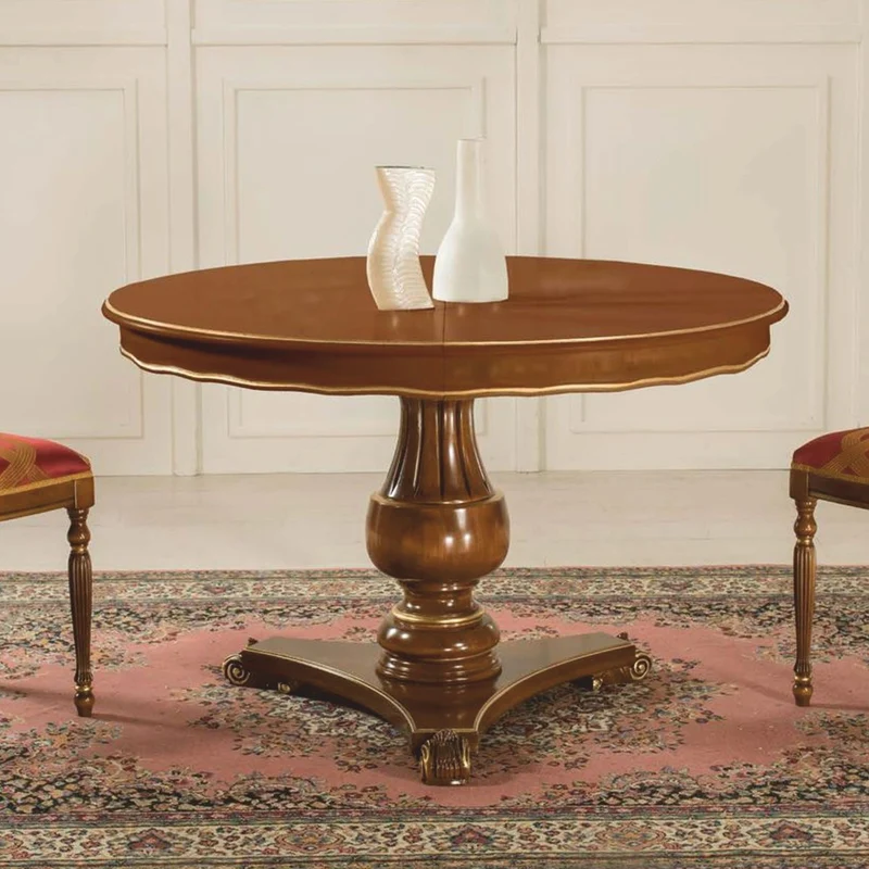 Casa Padrino Luxus Barock Esstisch Braun / Gold 120-160 cm - Barock Möbel - Made in Italy