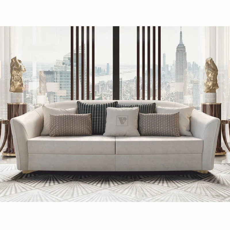 Casa Padrino Luxus Chesterfield Hotel Sofa Grau / Gold 245 cm - Made in Italy