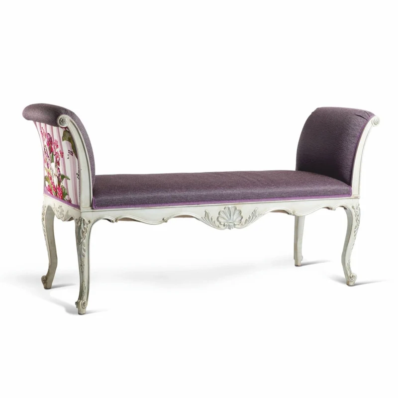 Casa Padrino Luxus Barock Sitzbank Lila / Bunt / Weiß 163 cm - Barock Möbel - Made in Italy