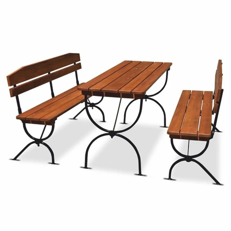 Casa Padrino Gartengarnitur Braun / Schwarz 180 cm - Biergartengarnitur