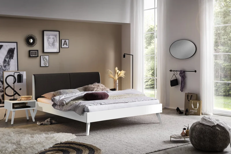 Hasena Nachttisch Jaca Trento Weiß lackiert mit offenem Ablagefach