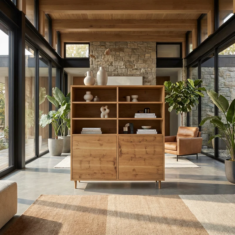 Highboard Eiche Rustikal - Natur geölt 120cm