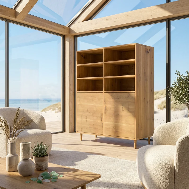 Highboard Eiche Rustikal - Natur geölt 120cm