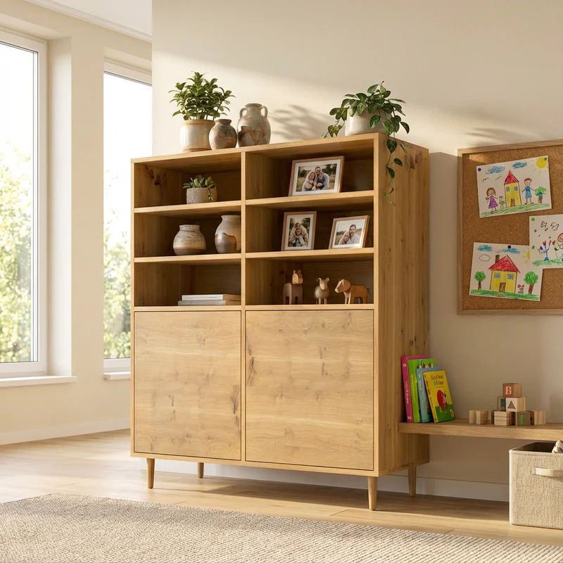 Highboard Eiche Rustikal - Natur geölt 120cm