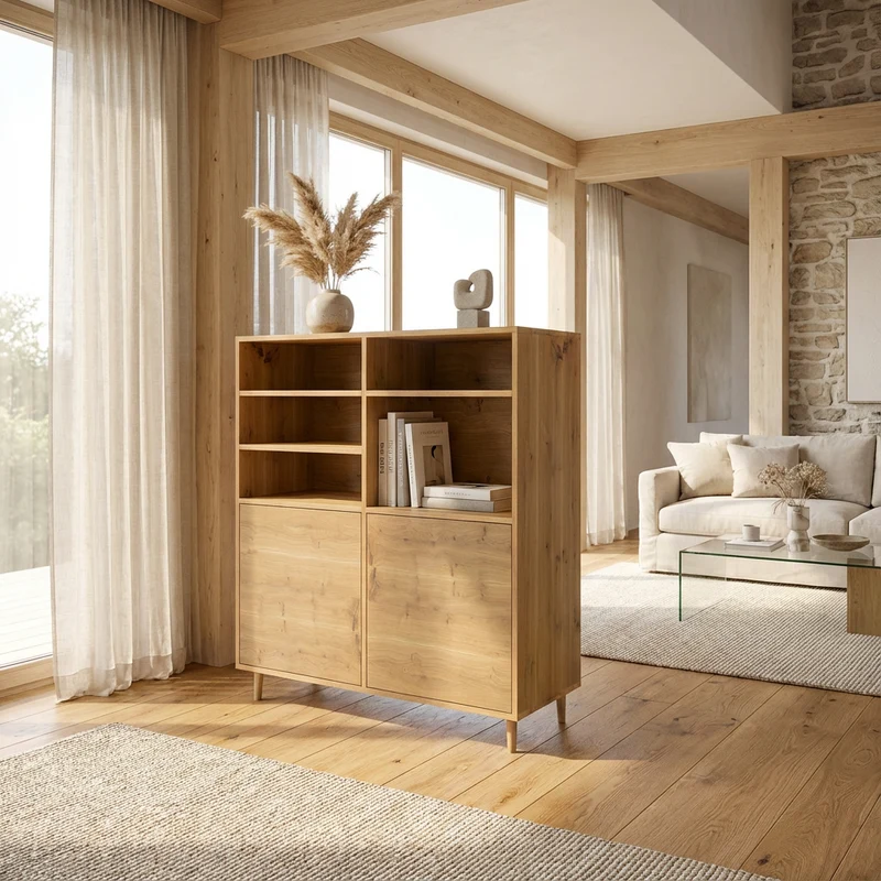 Highboard Eiche Rustikal - Natur geölt 120cm
