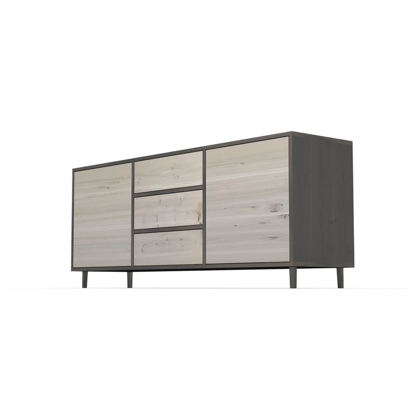 Sideboard Eiche Rustikal - Schwarz/weiß geölt 180cm