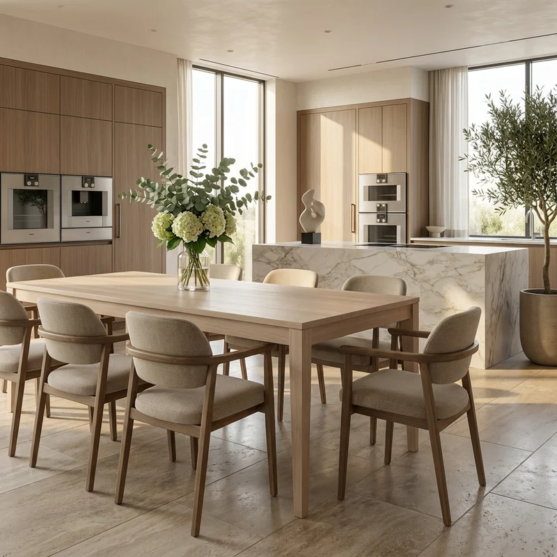 Esstisch Eiche Premium in Reinform Weiß geölt - mit Fuß "schlankes Bein" aus Holz