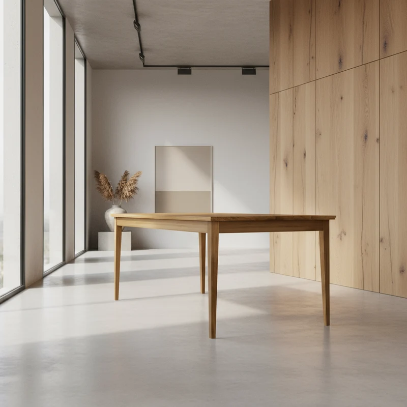 Esstisch Eiche Premium in Reinform Natur geölt - mit Fuß "schlankes Bein" aus Holz