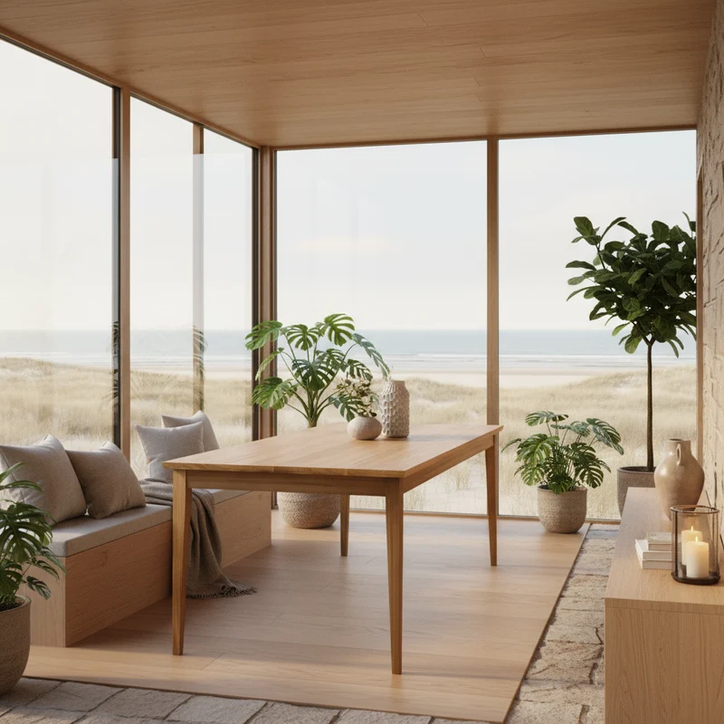 Esstisch Eiche Premium in Reinform Natur geölt - mit Fuß "schlankes Bein" aus Holz