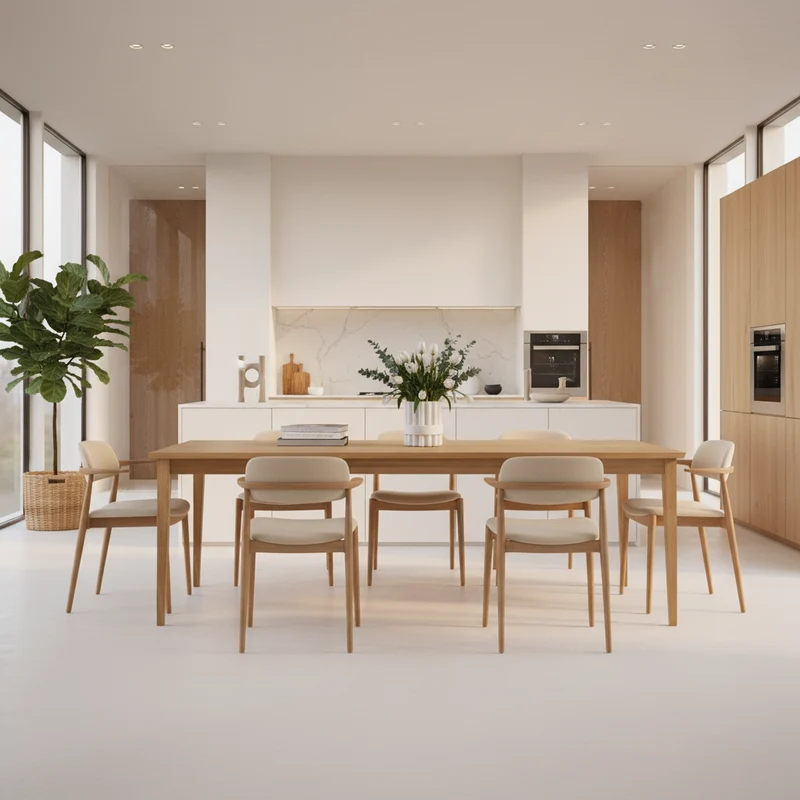 Esstisch Eiche Premium in Reinform Natur geölt - mit Fuß "schlankes Bein" aus Holz