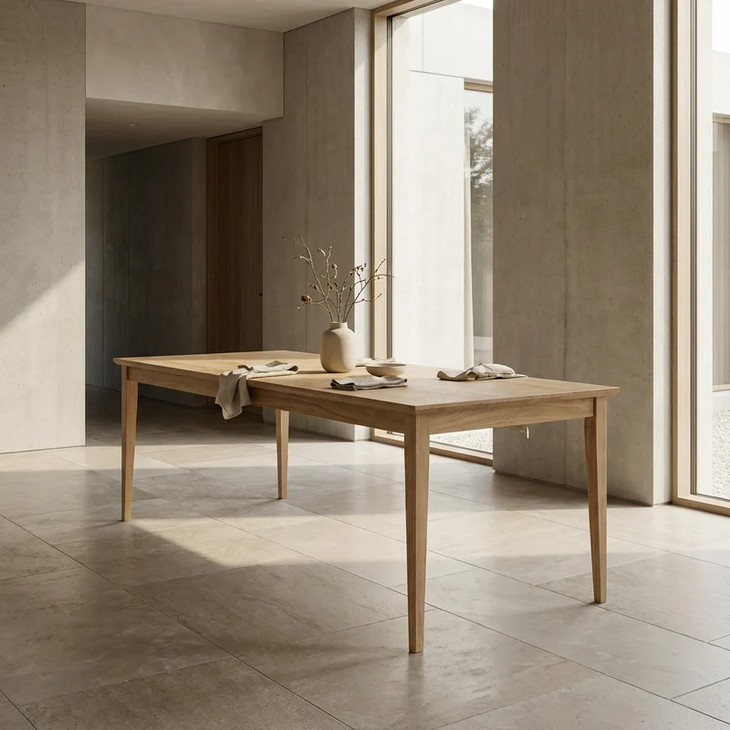Esstisch Eiche Premium in Reinform Grau geölt - mit Fuß "schlankes Bein" aus Holz