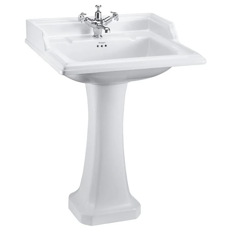 Casa Padrino Art Deco Waschbecken mit Sockel, Jugendstil Design, Weiß, 65 x 57,5 x H. 92 cm