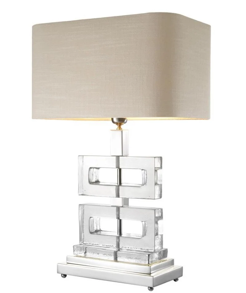 Casa Padrino Luxus Tischleuchte 45 x H. 70 cm - Designer Tischleuchte in Khaki, Silber und klarem Glas