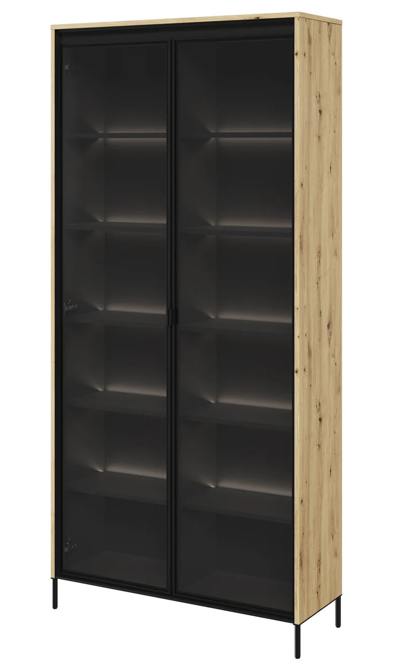 Zweiflügeliger Trend-Schrank 92 cm mit LED Artisan-Eiche