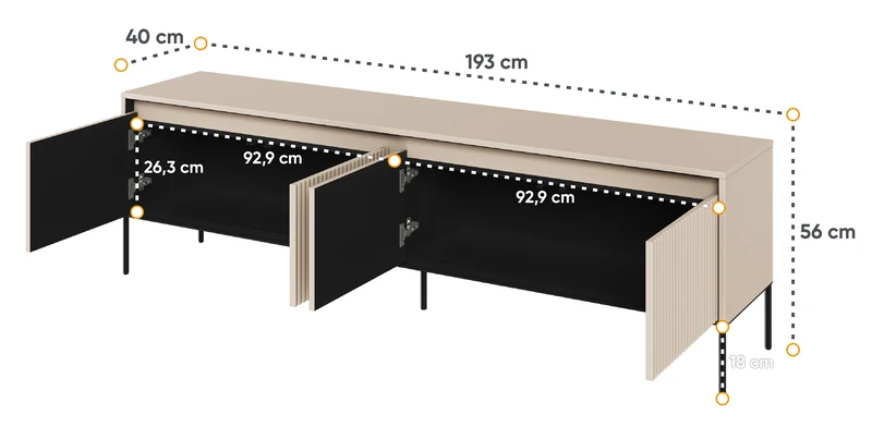 TV-Schrank Trend 193 cm mit LED Beige