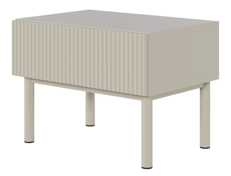Nachttisch Veldio New mit gefräster Front und Schublade 50 cm grau-beige