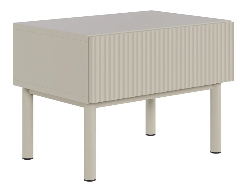 Nachttisch Veldio New mit gefräster Front und Schublade 50 cm grau-beige