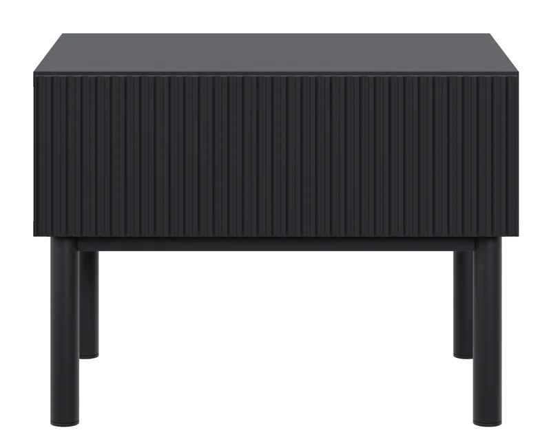 Nachttisch Veldio New mit gefräster Front und Schublade, 50 cm, schwarz