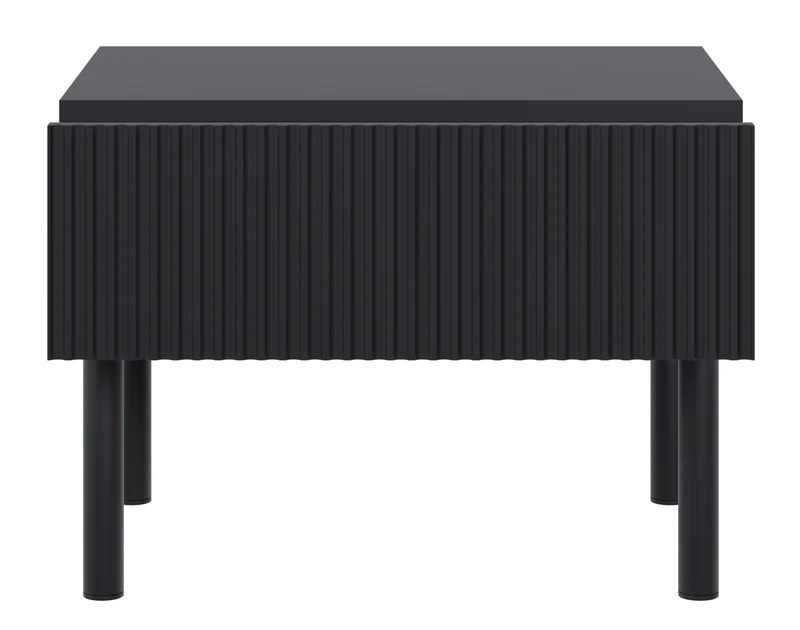 Nachttisch Veldio New mit gefräster Front und Schublade, 50 cm, schwarz